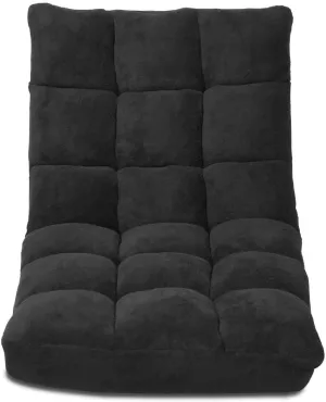 14-Position Floor Sofa, Folding Gaming Sofa Chair, Comfy Cushions & Study Steel Frame, Angle Adjustable Sleeper Bed, Couch Recliner (Black)