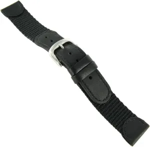 18-mm Black 'Swiss-Army' Style Nylon and Leather Watch Strap