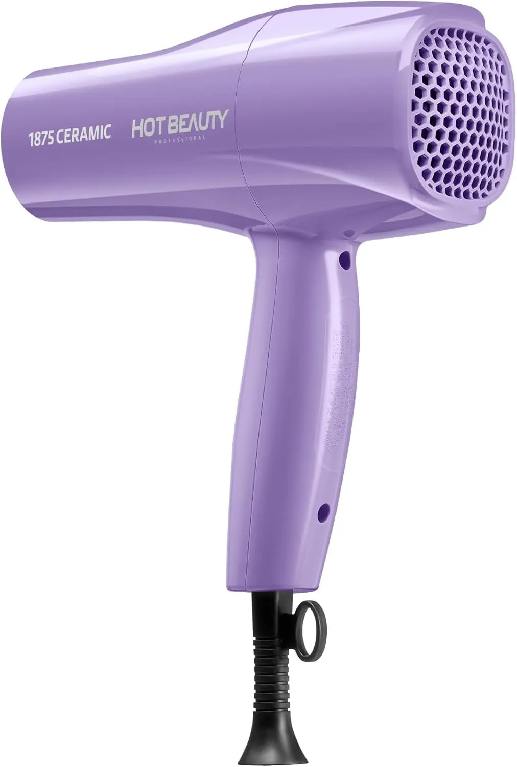 1875 Ceramic Hair Dryer, Powerful Fast Drying, Multi-Setting with Comb Attachment, Additional Detangler Included, Slide Bar Switch, Compact for Home & Travel (Purple)