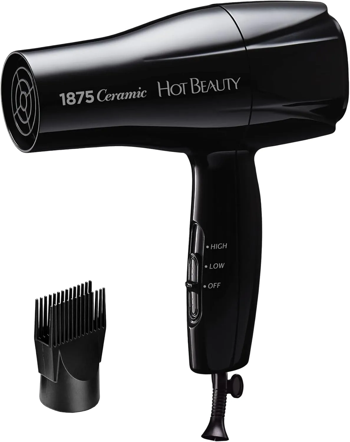 1875 Ceramic Hair Dryer, Powerful Fast Drying, Multi-Setting with Comb Attachment, Additional Detangler Included, Slide Bar Switch, Compact for Home & Travel (Purple)