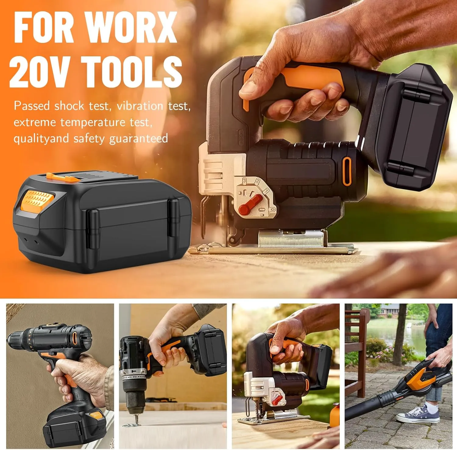 2 Packs 20V 6.0Ah Lithium Battery Replace for Worx 20V Power Share Battery, Compatible with Worx 20 Volt WA3575 WA3525 WA3578 WA3520 WA3742 WG151s WG155s WG251s WG255s WG540s WG545s WG890