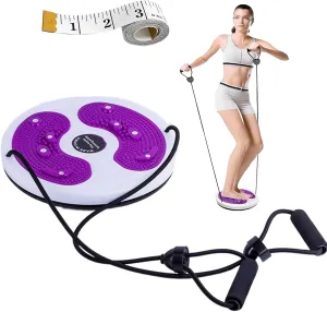 2 PCS Ab Twist Waist Disc Board,Waist Trainer Twisting Disc with Leather Tape Measure Aerobic Exercise Fitness Machine with Pull Rope for Home Office Foot Massage
