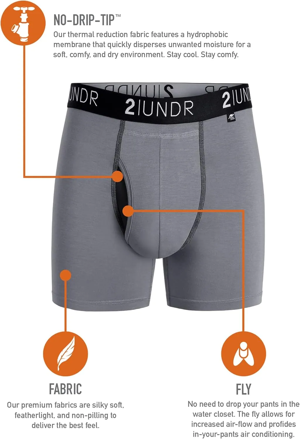 2UNDR Men's 6" Swing Shift Boxer Briefs
