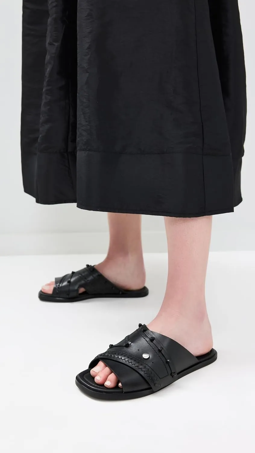 3.1 Phillip Lim Women's Crossover Flat Slides with Leather Craft
