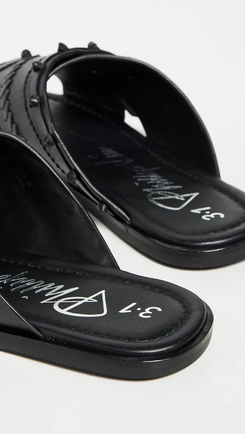 3.1 Phillip Lim Women's Crossover Flat Slides with Leather Craft
