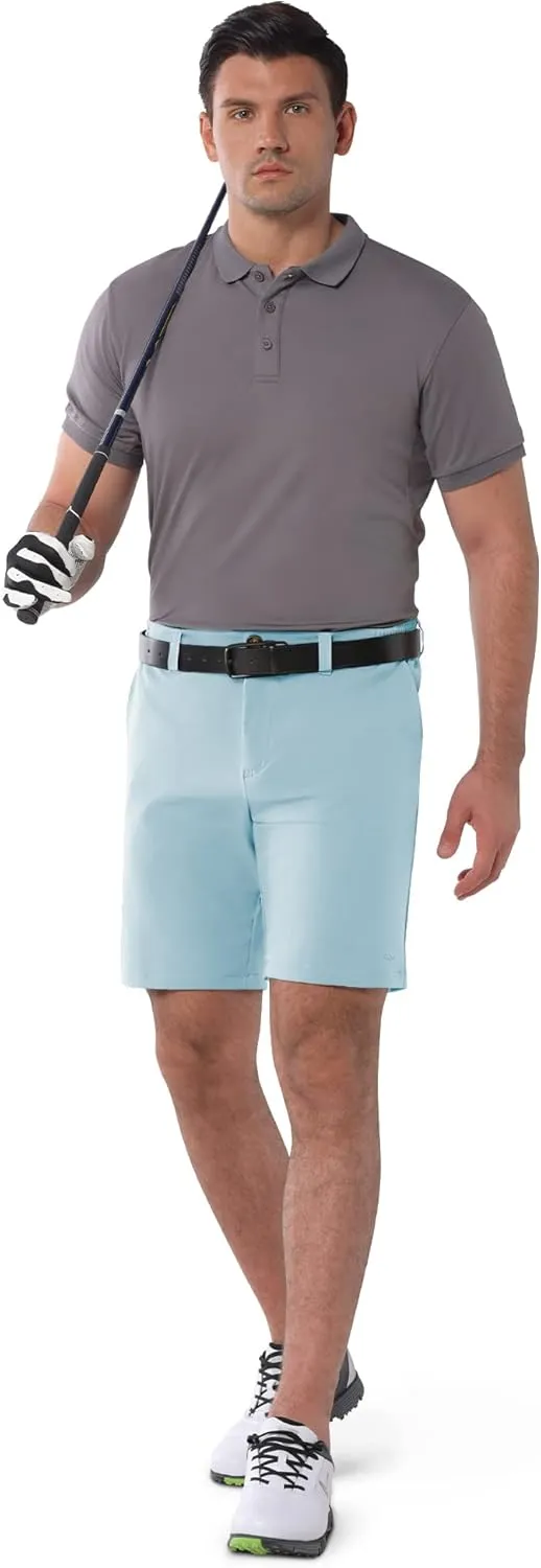33,000ft Men's Golf Shorts 9" Dry Fit Stretch Golf Short UPF 50  Lightweight Flat Front Golf Shorts with Pockets