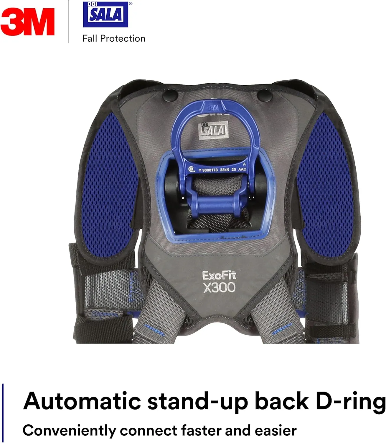 3M 1113034 DBI-SALA ExoFit X300 Comfort Vest Climbing Harness Fall Protection, General Industry, Aluminum Back and Front D-Ring, Auto-Locking Quick Connect Leg and Chest Straps, Medium