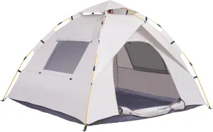 4-Person Tent | Instant Camping Tent Shelters Waterproof | Easy Set Up Tent with Doors and for Mountaineering, Picnicking, Hiking, Backpacking,88.6x78.7x57 in