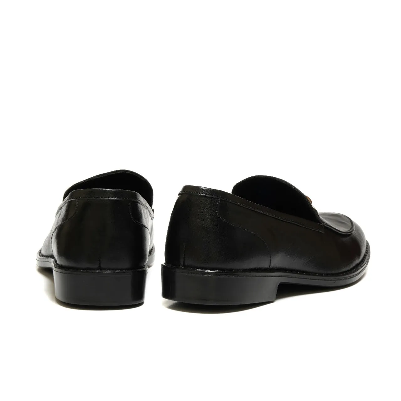 4004-Black Cow Leather Horse bit Formal Loafer Style In Rubber sole