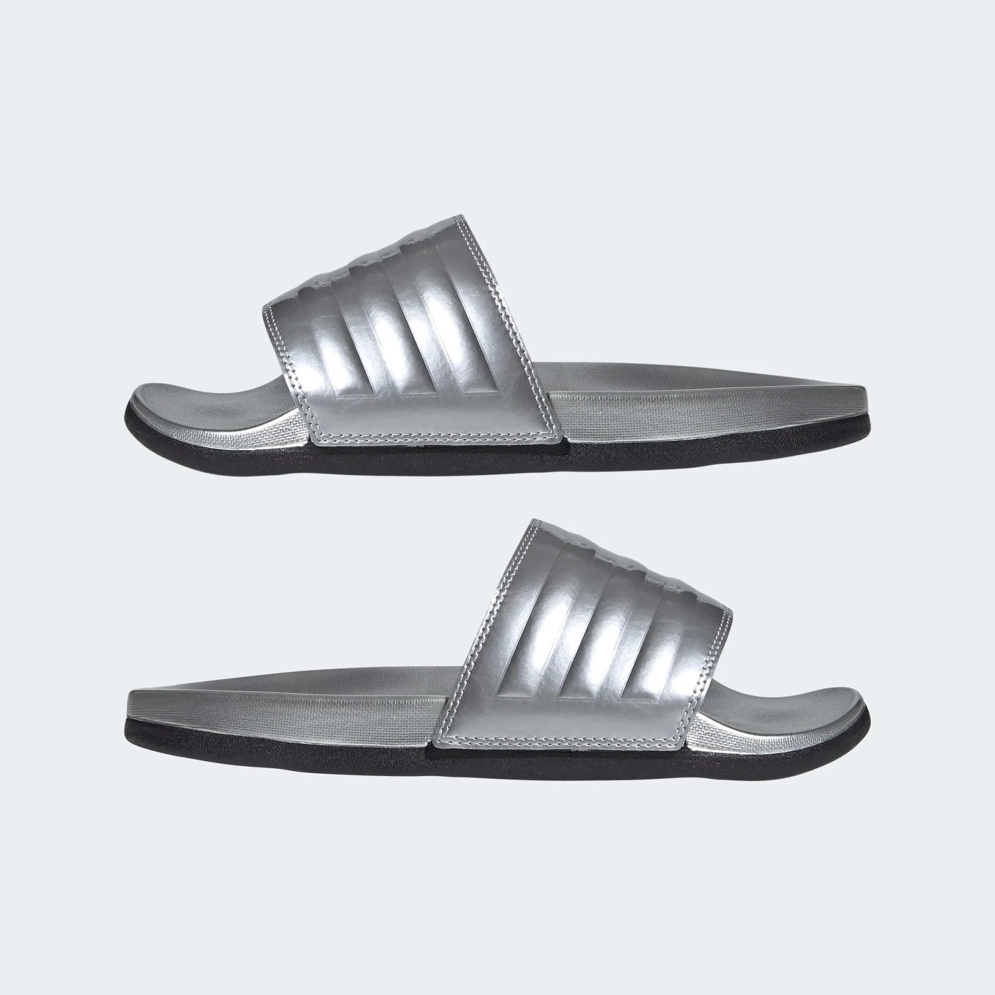 Adidas Womens Adilette Comfort Slides - Silver Metallic/Core Black