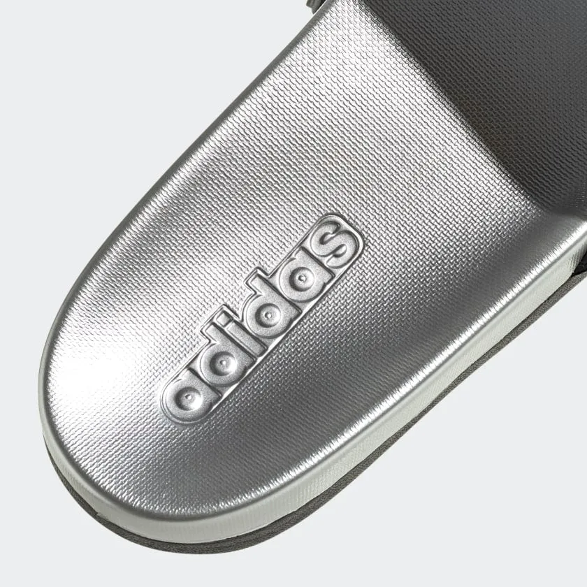 Adidas Womens Adilette Comfort Slides - Silver Metallic/Core Black