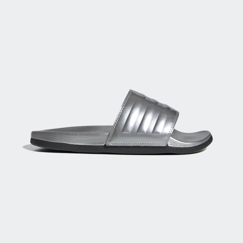 Adidas Womens Adilette Comfort Slides - Silver Metallic/Core Black