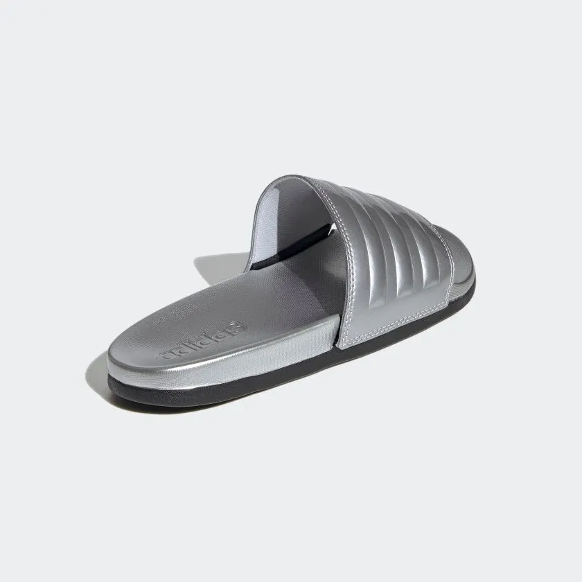 Adidas Womens Adilette Comfort Slides - Silver Metallic/Core Black