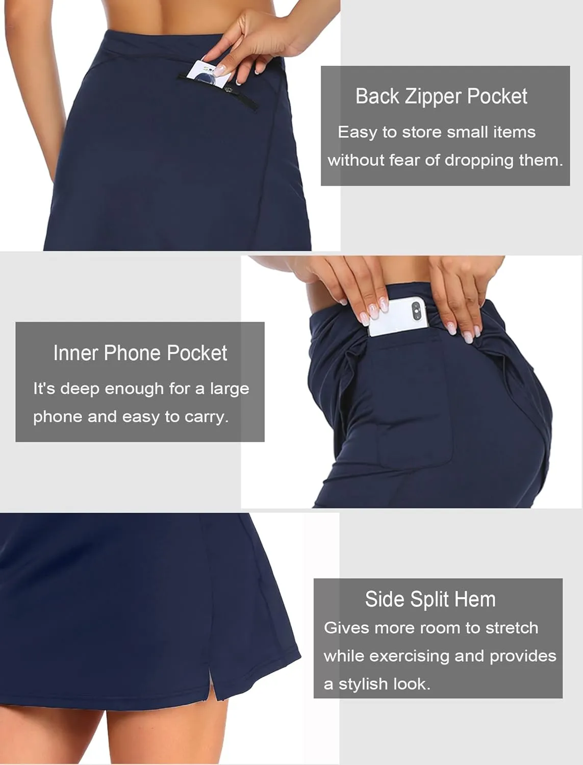 ADOME Women's Athletic Skort Golf Skirt with Pockets Shorts Active Tennis Running Workout Sports___