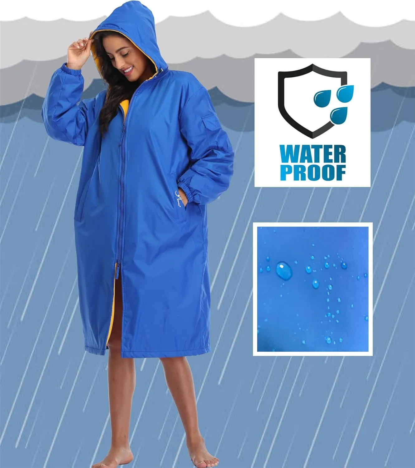 Adoretex Unisex Swim Parka Water Resistant Warm Coat Water Sports Swim Parka for Adult & Kids