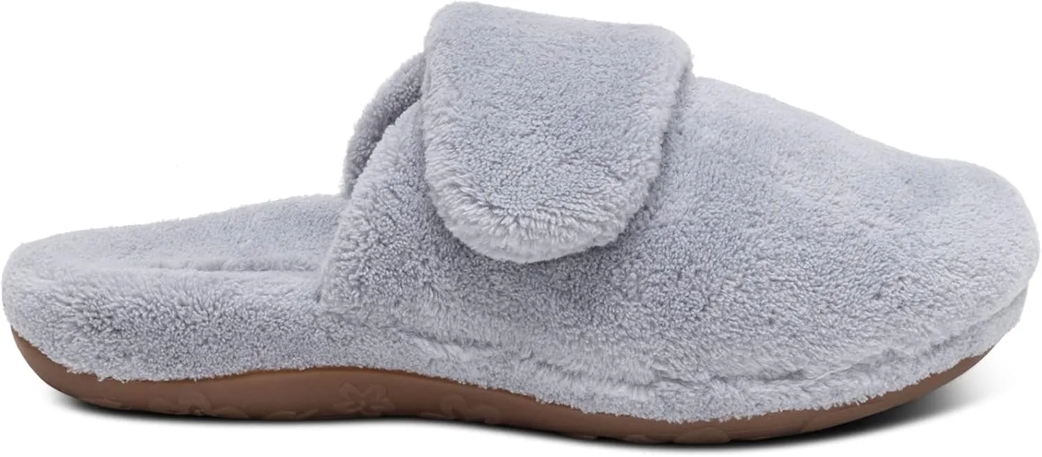 Aetrex Women's Mandy Orthopedic Closed Toe Comfy Slippers - Adjustable Memory Foam Fuzzy Slippers