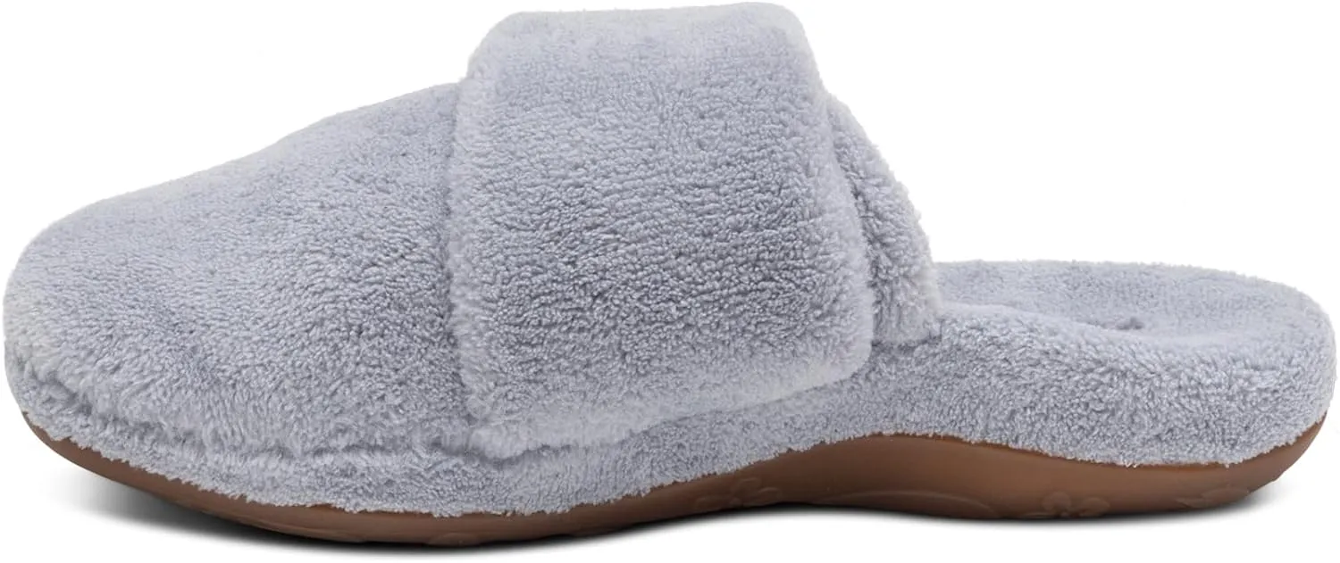 Aetrex Women's Mandy Orthopedic Closed Toe Comfy Slippers - Adjustable Memory Foam Fuzzy Slippers