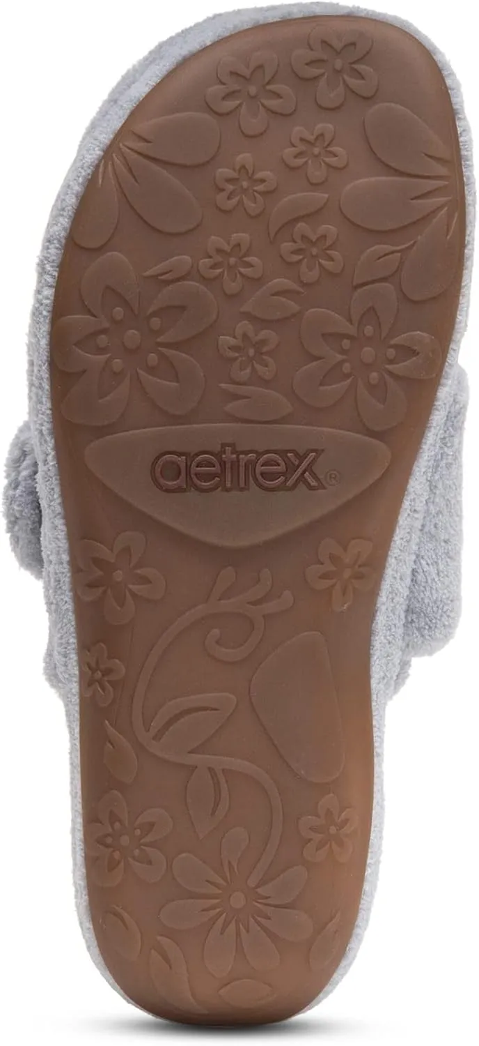 Aetrex Women's Mandy Orthopedic Closed Toe Comfy Slippers - Adjustable Memory Foam Fuzzy Slippers