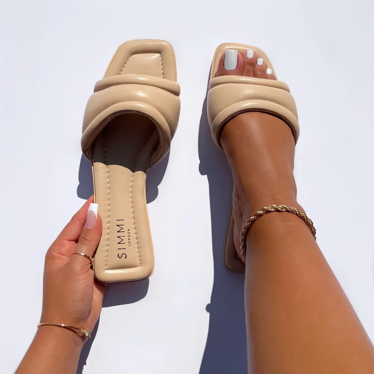 Aila Natural Padded Flat Sandals