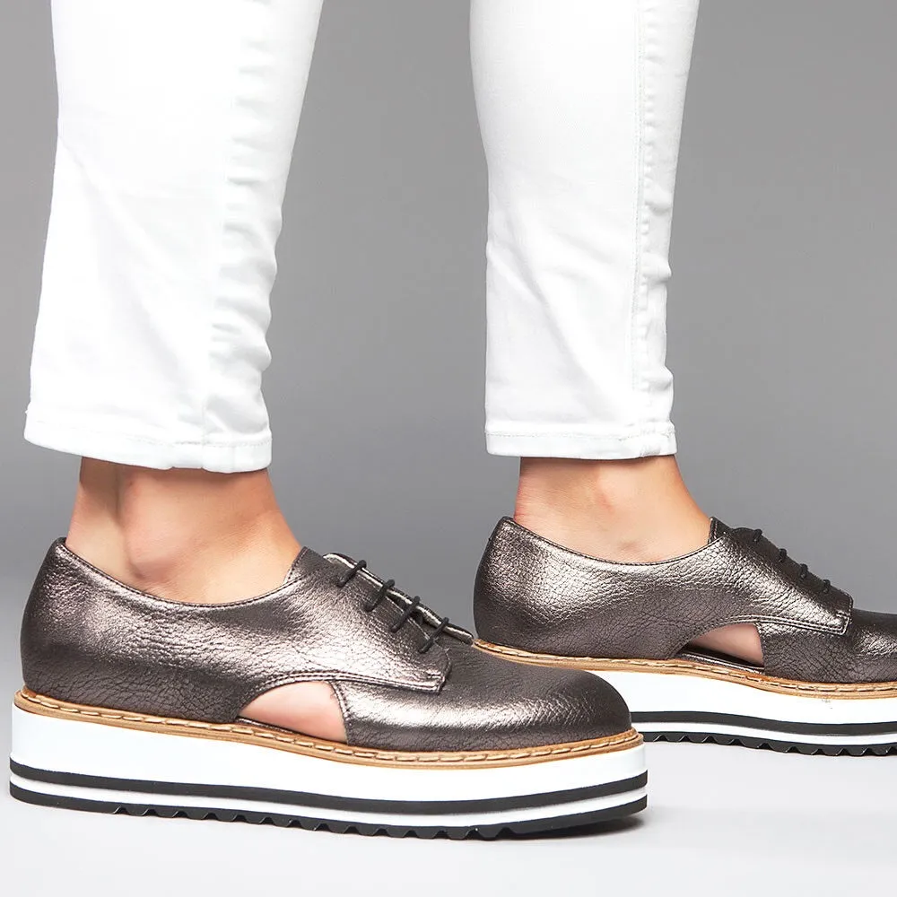 All Style And Comfort- Pewter  Lace Up Oxford