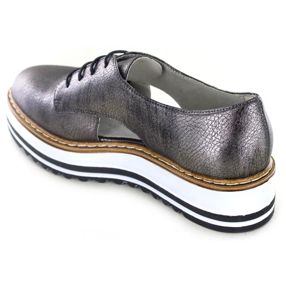 All Style And Comfort- Pewter  Lace Up Oxford