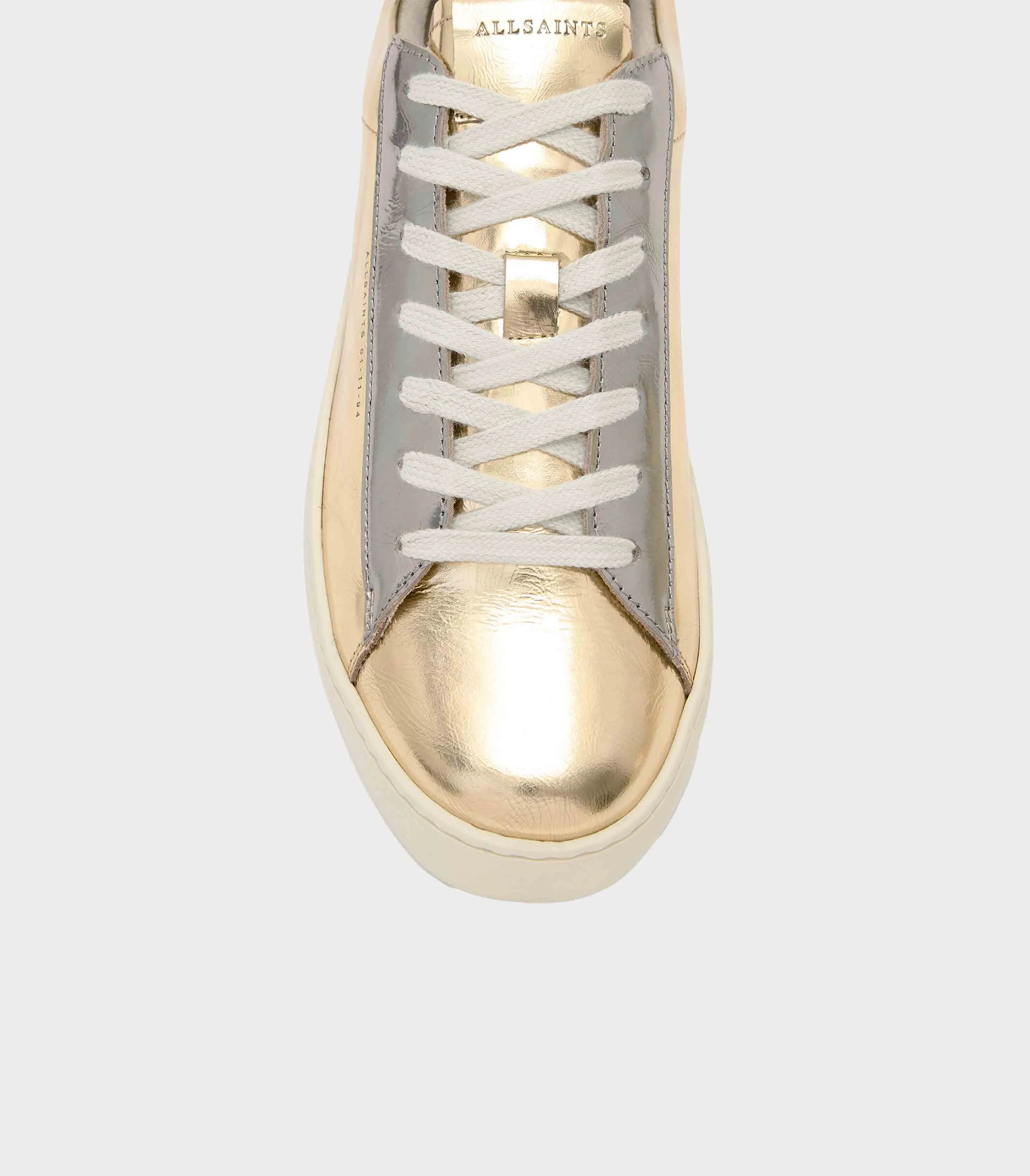 AllSaints - Shana Low Top Metallic Leather Trainers