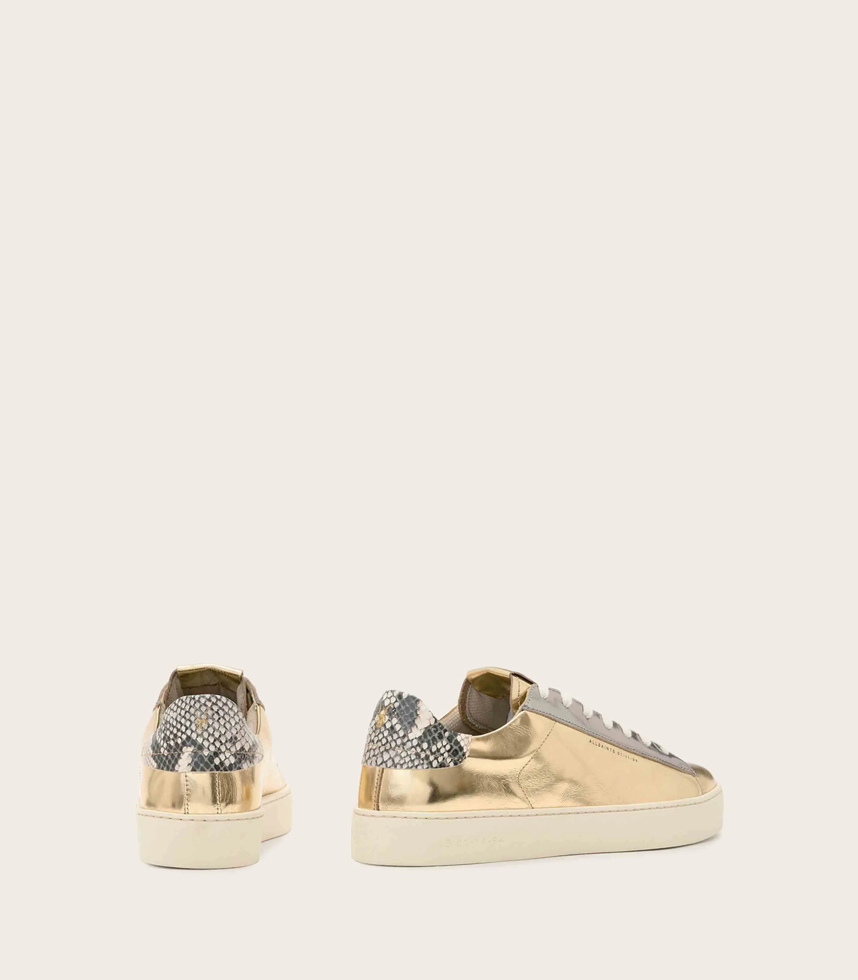 AllSaints - Shana Low Top Metallic Leather Trainers
