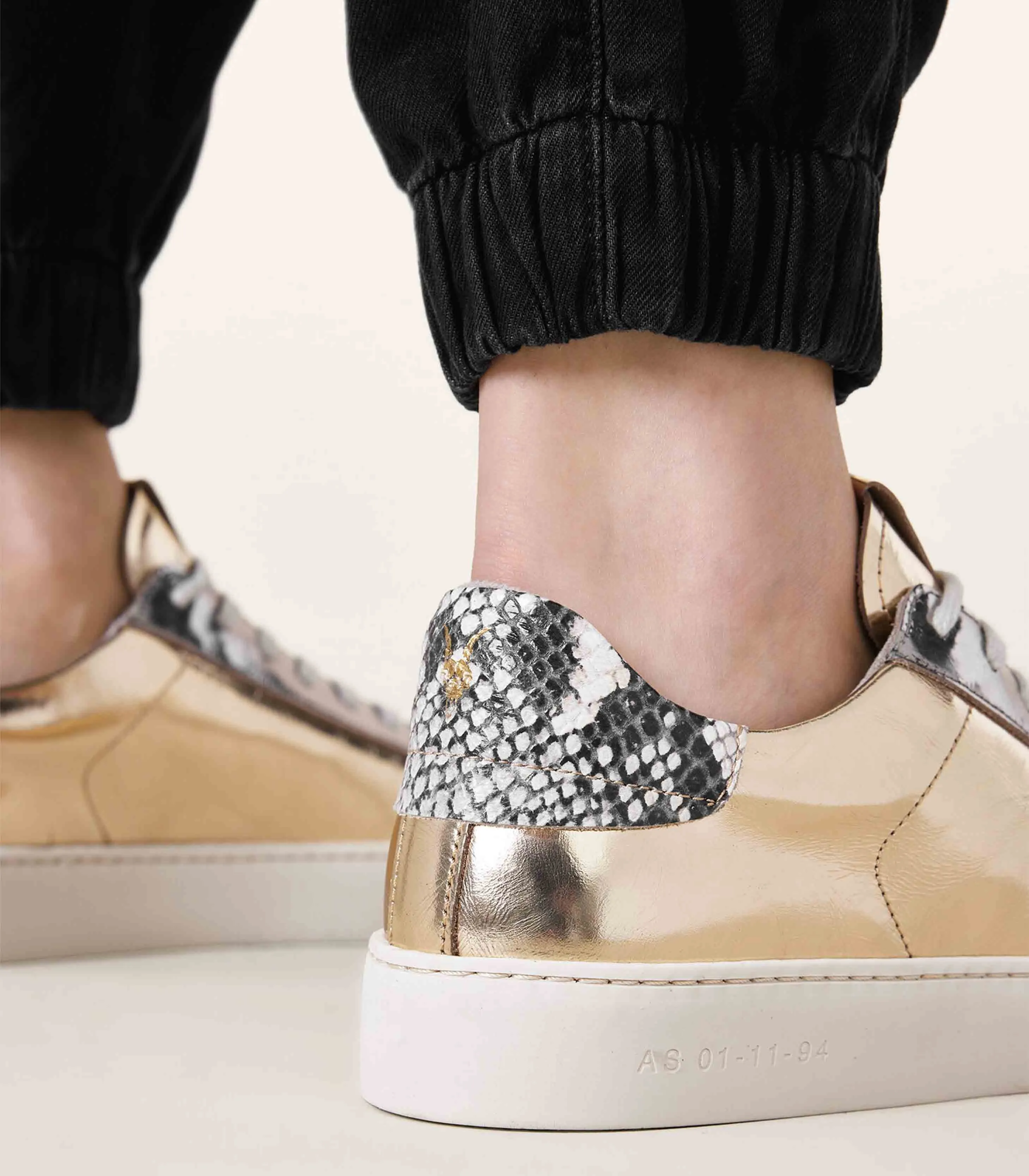 AllSaints - Shana Low Top Metallic Leather Trainers