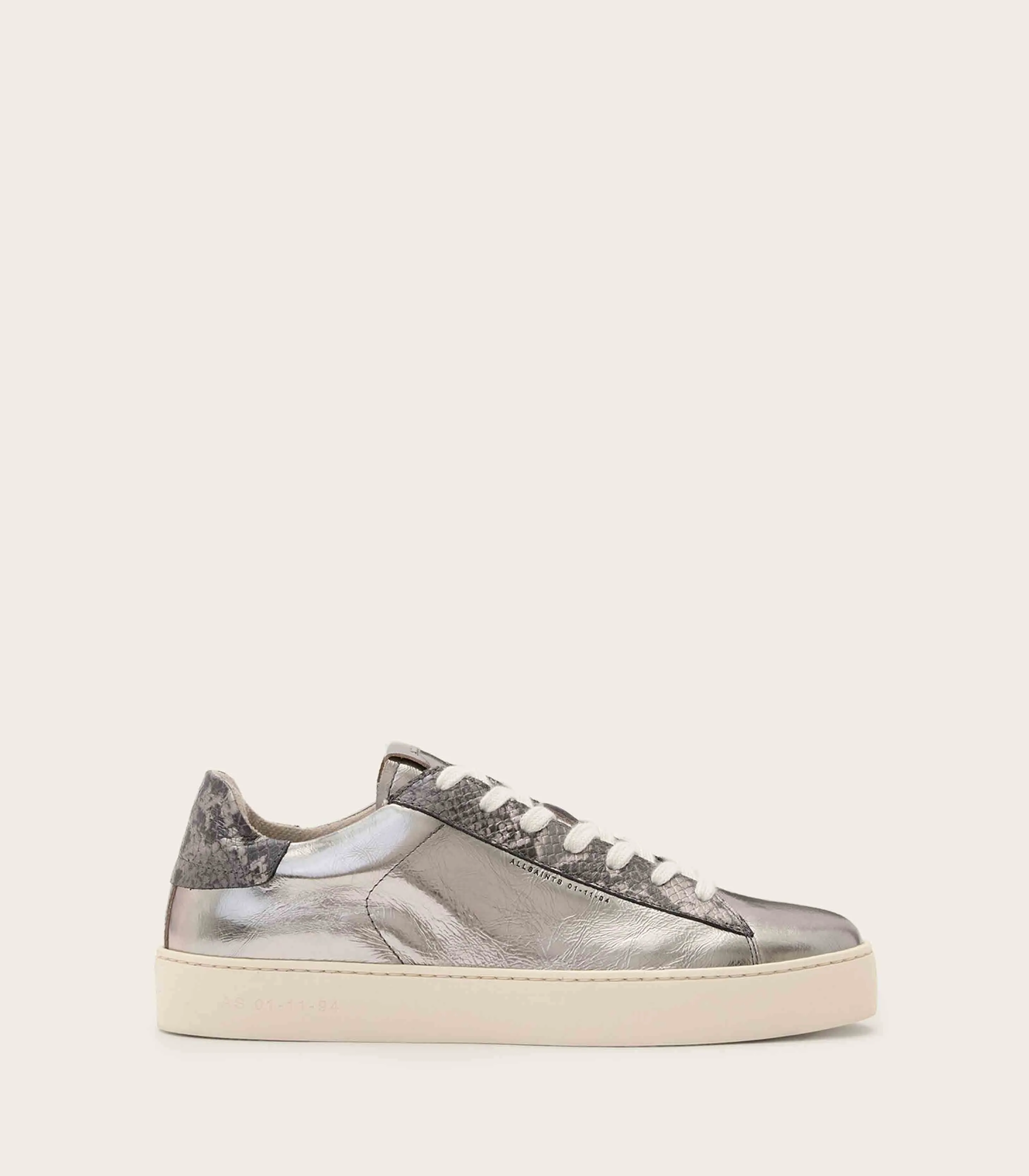 AllSaints - Shana Low Top Metallic Leather Trainers