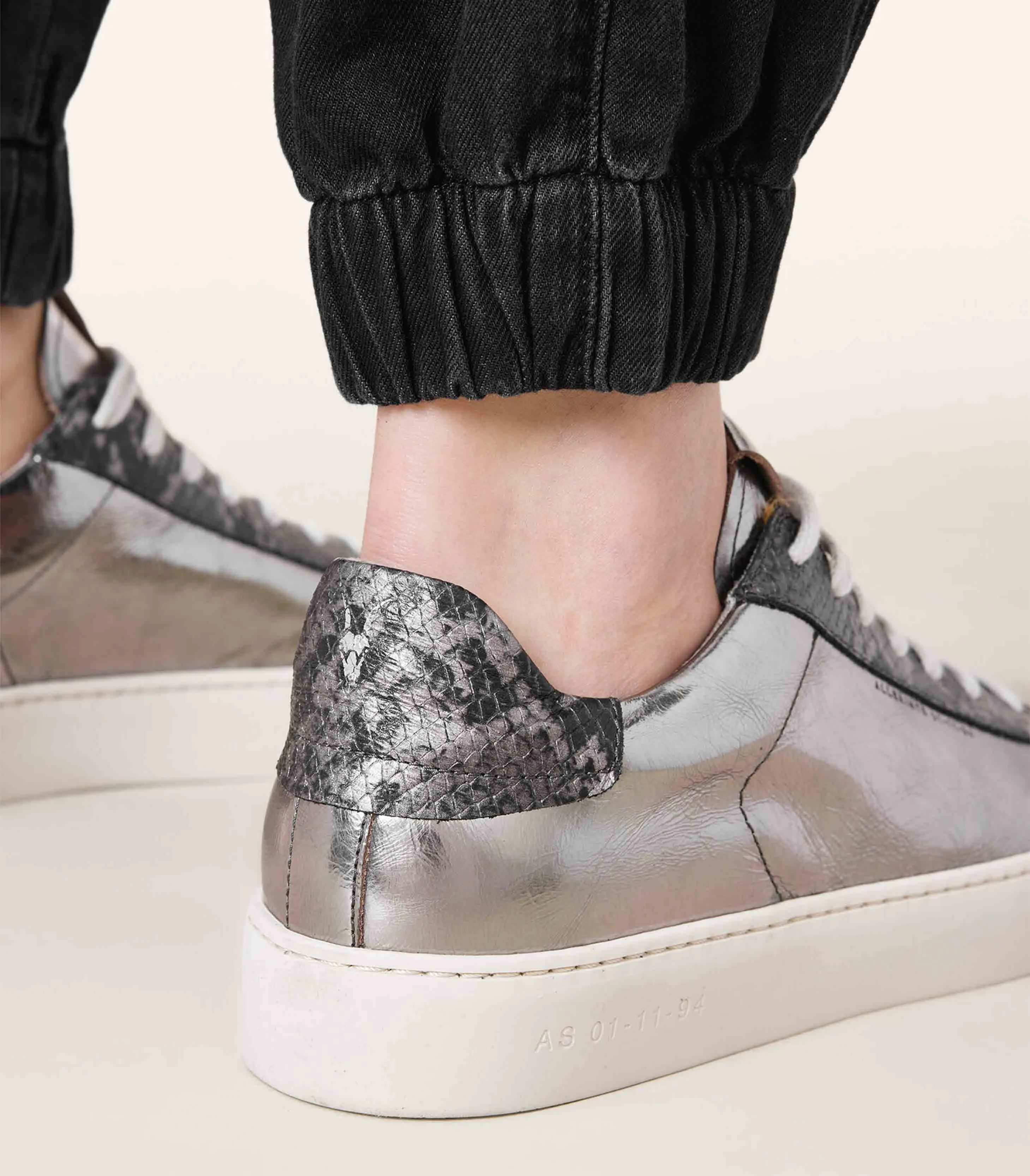 AllSaints - Shana Low Top Metallic Leather Trainers