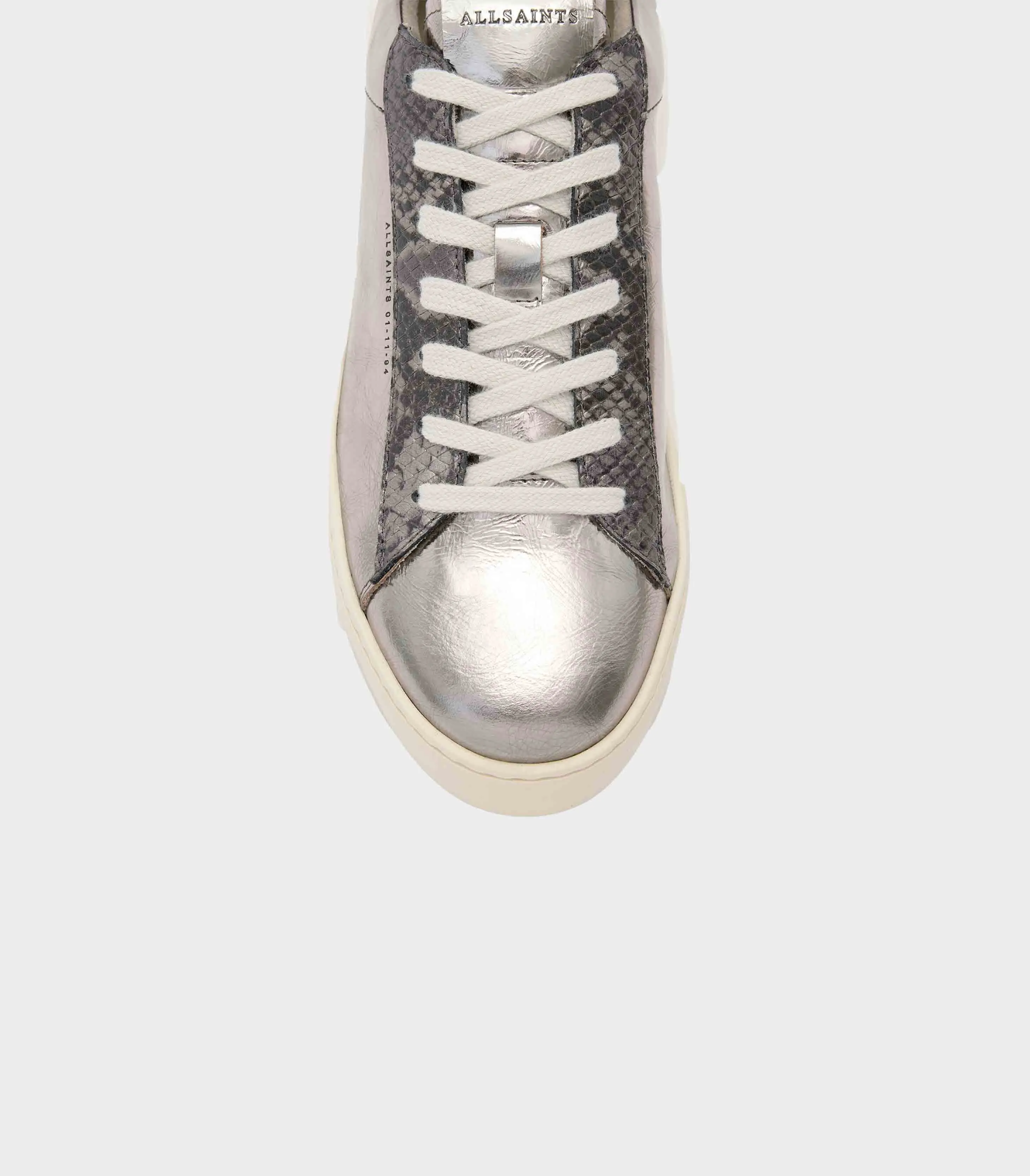 AllSaints - Shana Low Top Metallic Leather Trainers