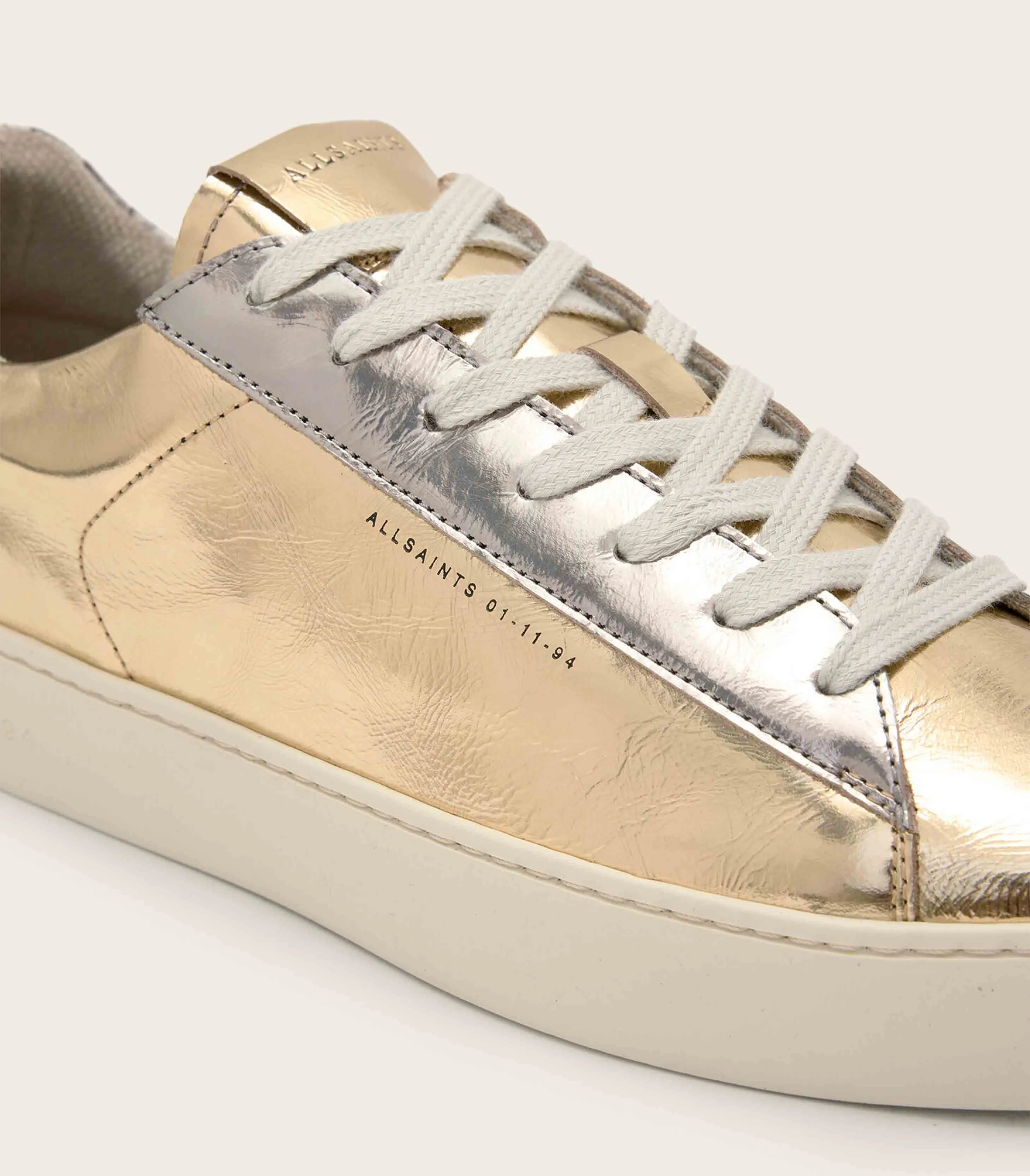 AllSaints - Shana Low Top Metallic Leather Trainers