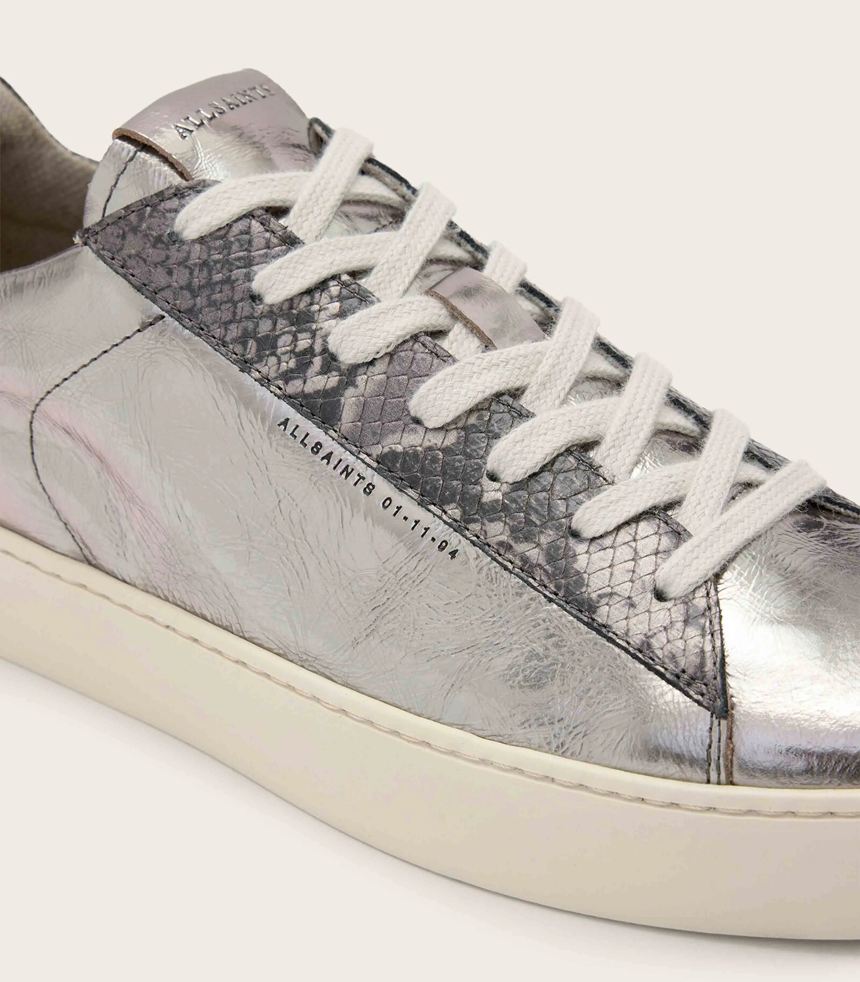 AllSaints - Shana Low Top Metallic Leather Trainers
