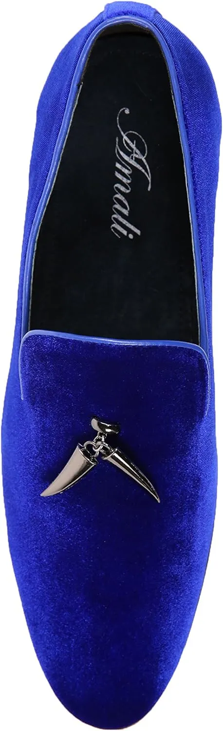 Amali Heath - Mens Dress Shoes with Gunmetal Horn Tassels with Luxurious Velvet - Formal Loafers for Men - The Original Smoking Men Slip-On