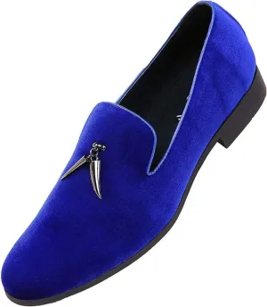 Amali Heath - Mens Dress Shoes with Gunmetal Horn Tassels with Luxurious Velvet - Formal Loafers for Men - The Original Smoking Men Slip-On
