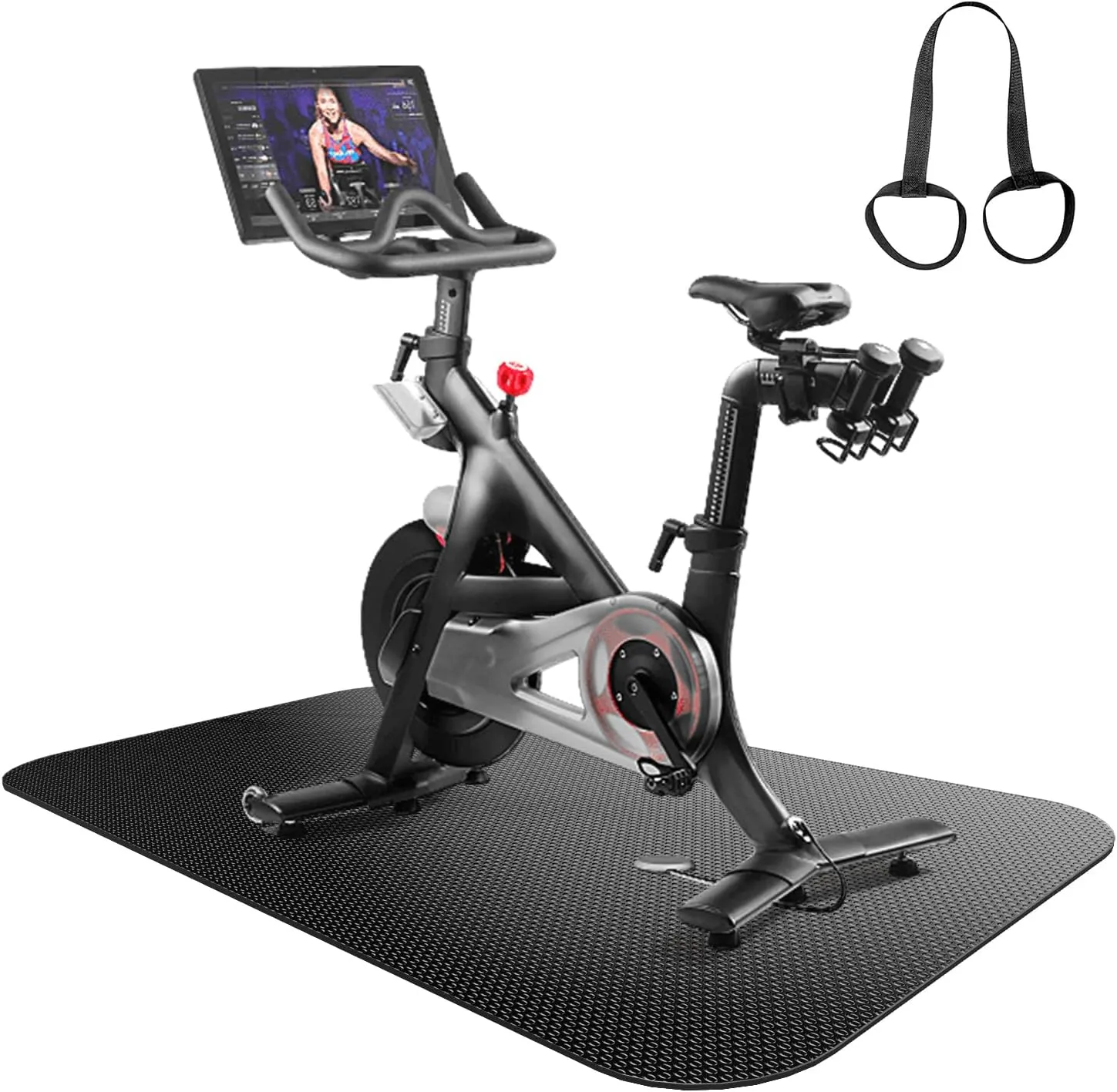 AmazonBasics Bike Mat for Indoor Exercise - Compatible with Treadmill, Elliptical & Spin Bike, Gym Pad for Hardwood & Carpet Floors