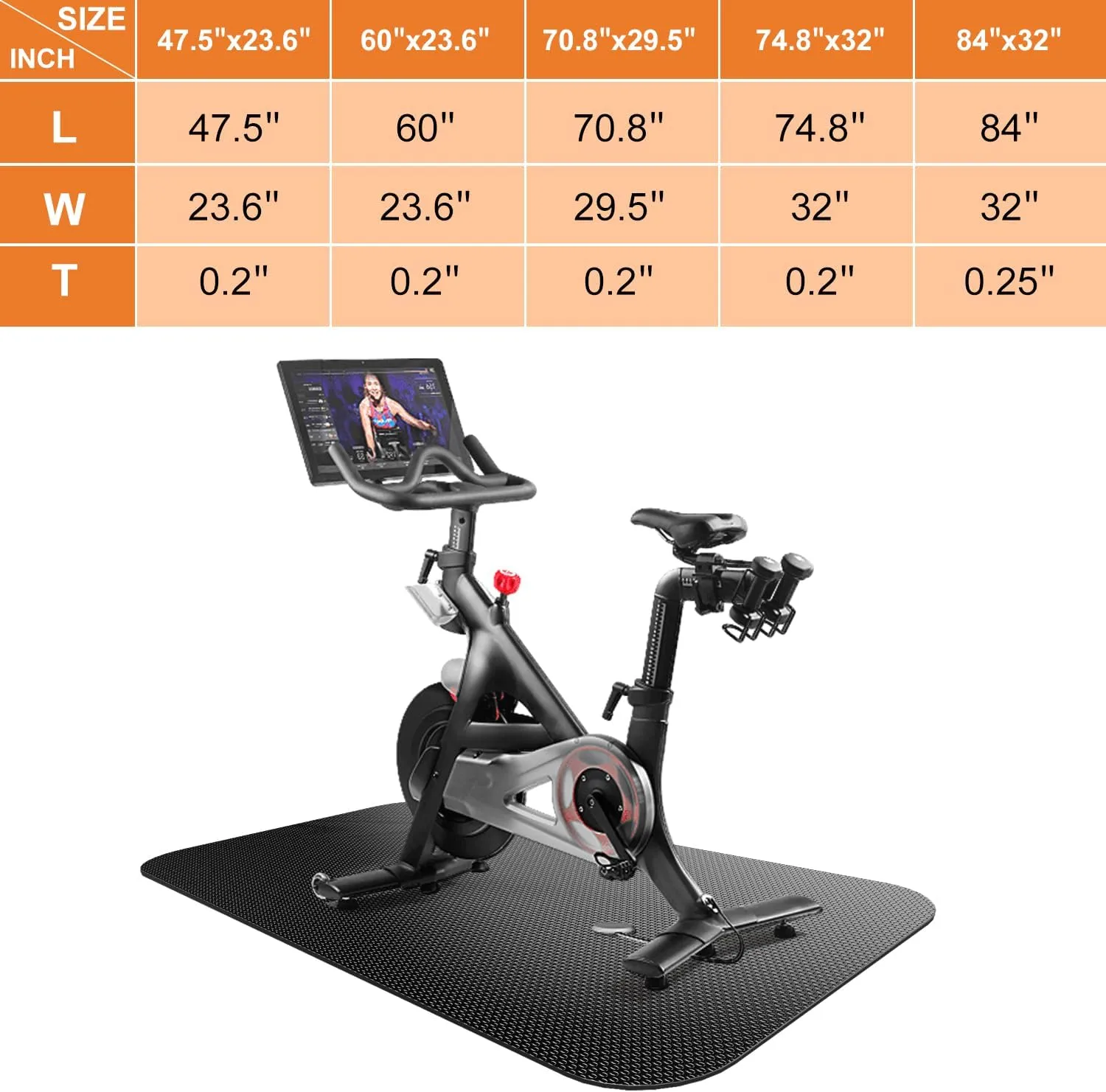 AmazonBasics Bike Mat for Indoor Exercise - Compatible with Treadmill, Elliptical & Spin Bike, Gym Pad for Hardwood & Carpet Floors