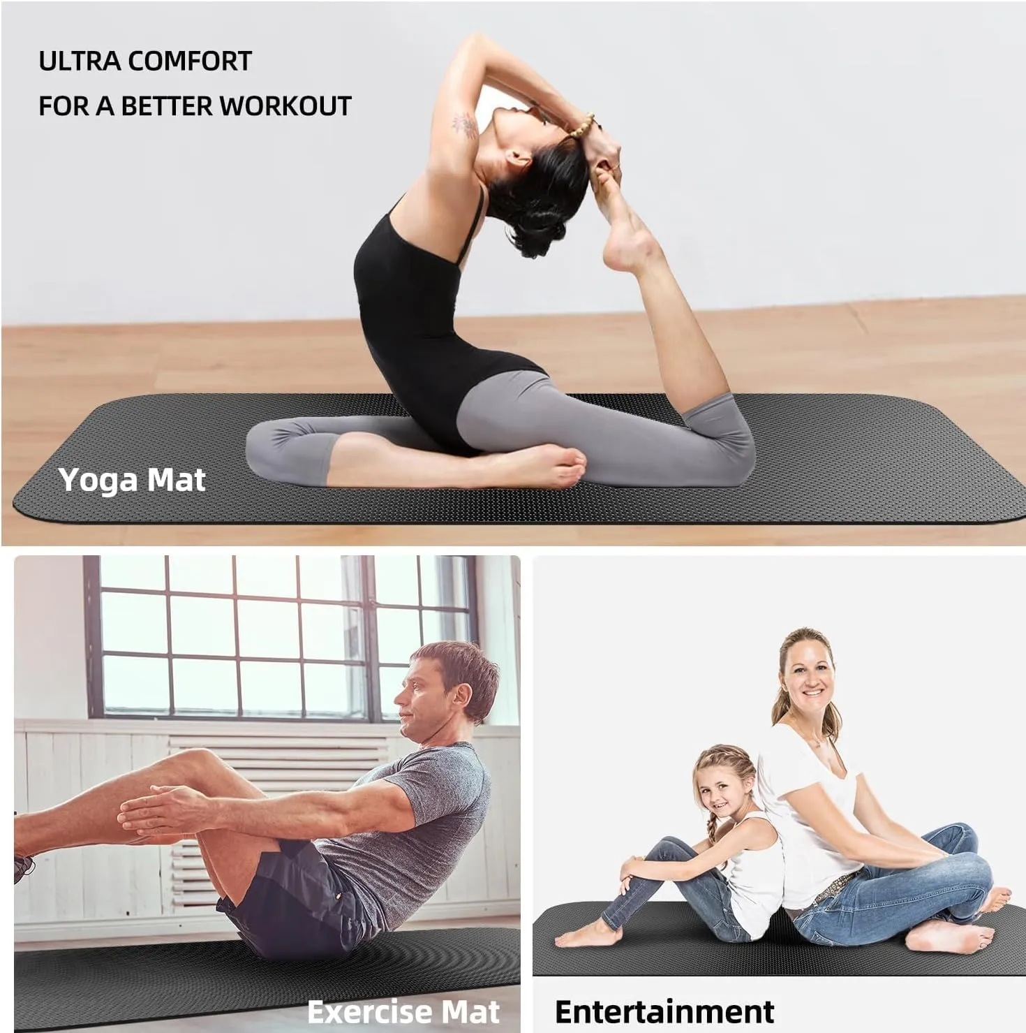 AmazonBasics Bike Mat for Indoor Exercise - Compatible with Treadmill, Elliptical & Spin Bike, Gym Pad for Hardwood & Carpet Floors