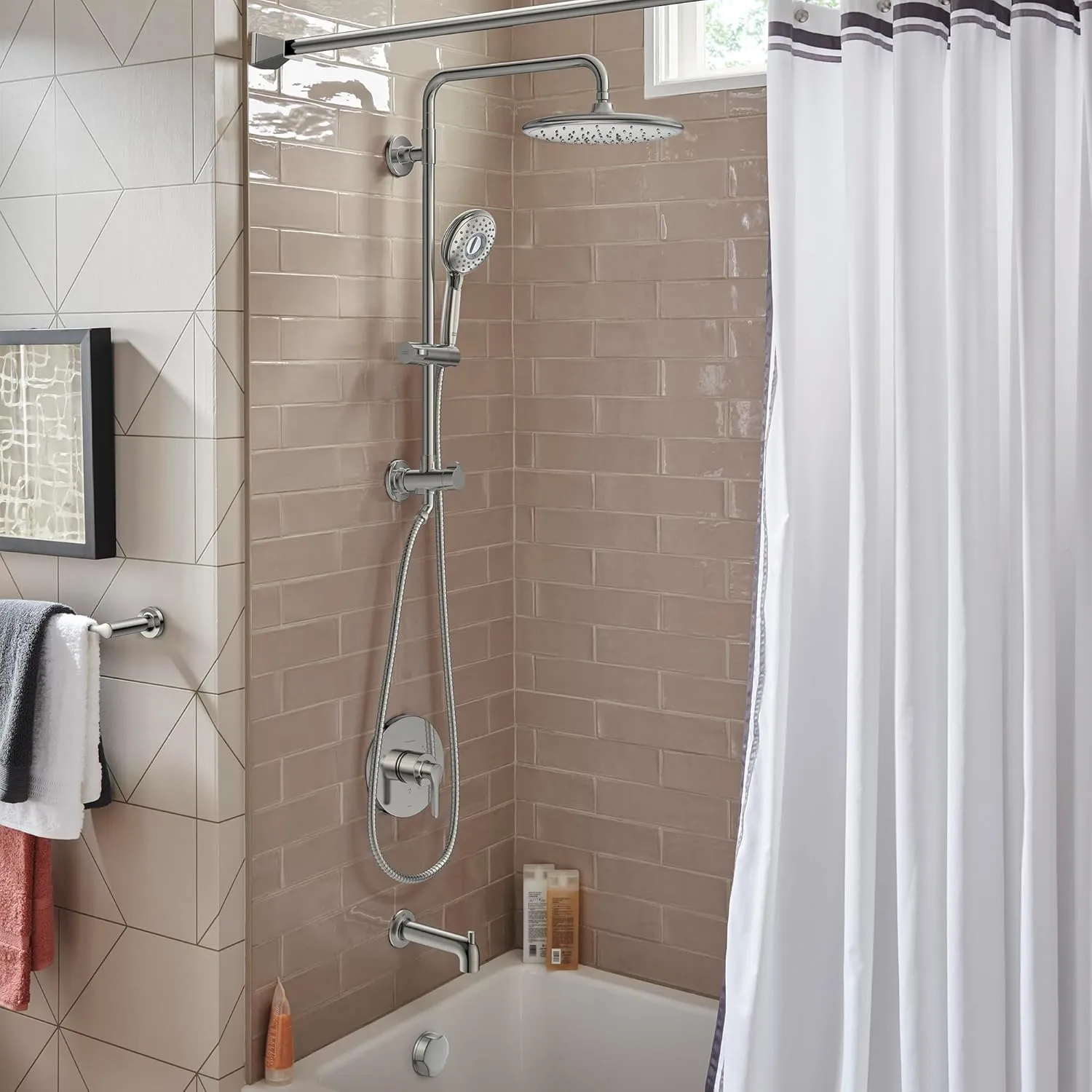 American Standard 1029072950 Spectra Versa 24-Inch 4-Function Retrofit Shower System with Rain Showerhead, 1.8 GPM, Brushed Nickel