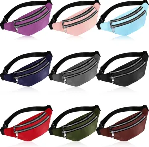 Amylove 9 Pcs Fanny Pack Bulk for Women Men with Adjustable Strap Waterproof Waist Packs for Travel Hiking Cycling Running Outdoor Sports, 9 Colors
