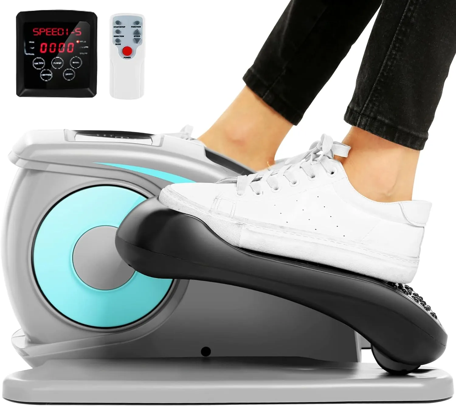 ANCHEER Under Desk Elliptical, Electric Ellipse Leg Exerciser While Sitting for Seniors Adults, Quiet Portable Motorized Seated Foot Pedal Exerciser with Remote Control for Home Office Use