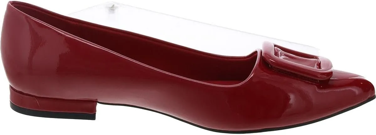 Anne Klein Womens AKKALEA Patent Padded Insole Ballet Flats