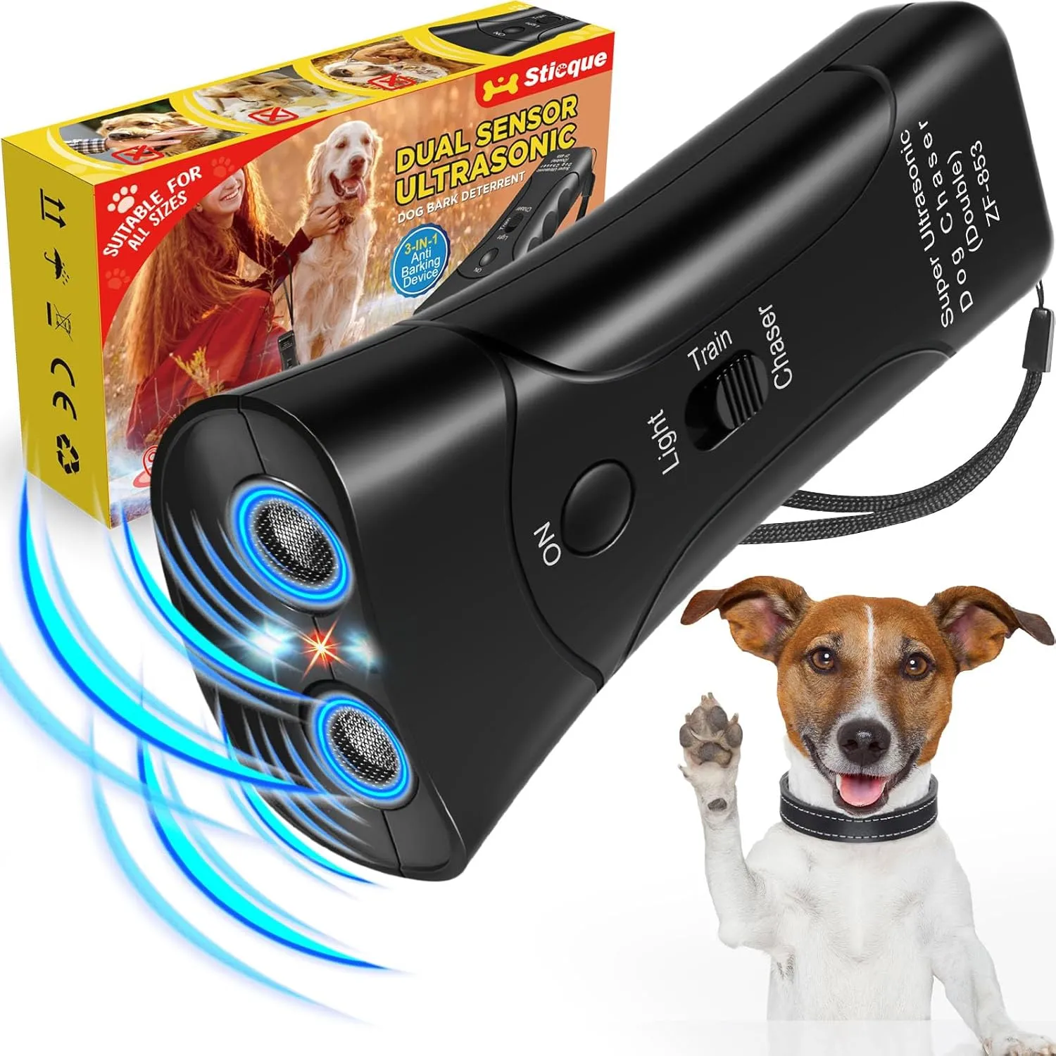 Anti Barking Control Device, Ultrasonic Anti Barking Device with 3 Modes & LED Light, Dual Sensor Dog Bark Deterrent Dog Barking Control Devices Dog Training Tools, Safe for Human & Dogs, up to 33FT