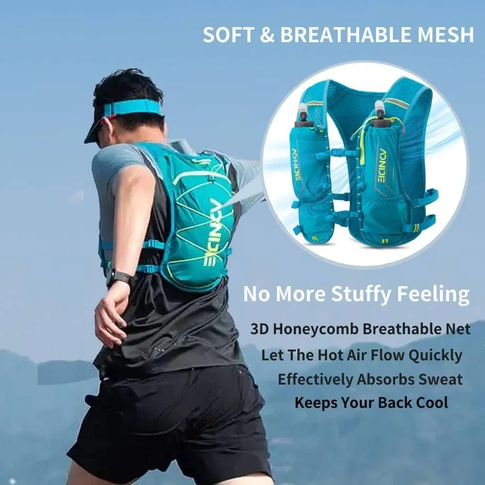AONIJIE Running Hydration Vest for Men Women, Waterproof and Breathable 5L Hydration Backpack for Marathon Race Hiking, Fit 26.7in to 51.1in Chest