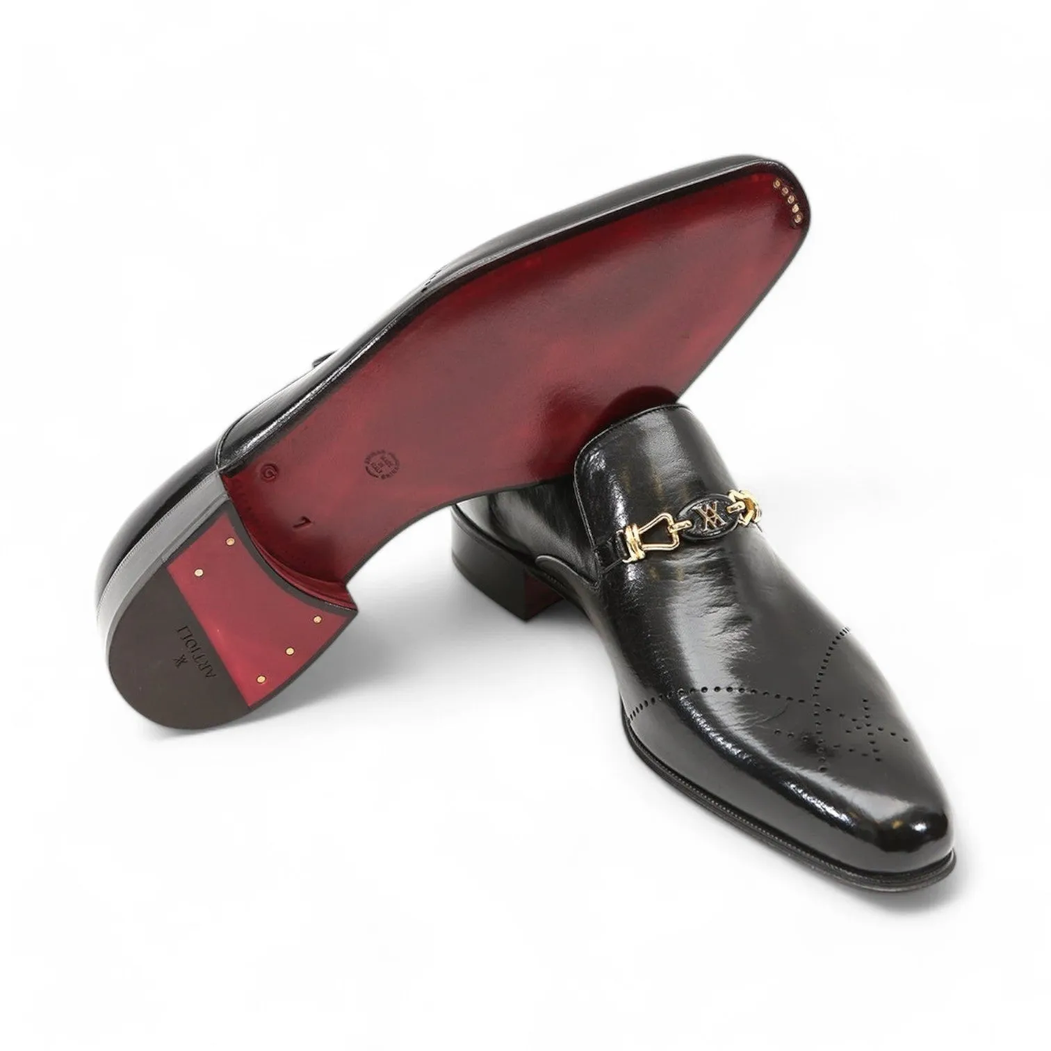 Artioli Arturo Men's Luxury Italian Shoes Buffalo Leather Horsebit Loafers (ART1003)
