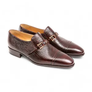 Artioli Flavio Men's Luxury Italian Shoes Shark-Skin Leather Horsebit Loafers (ART1012)