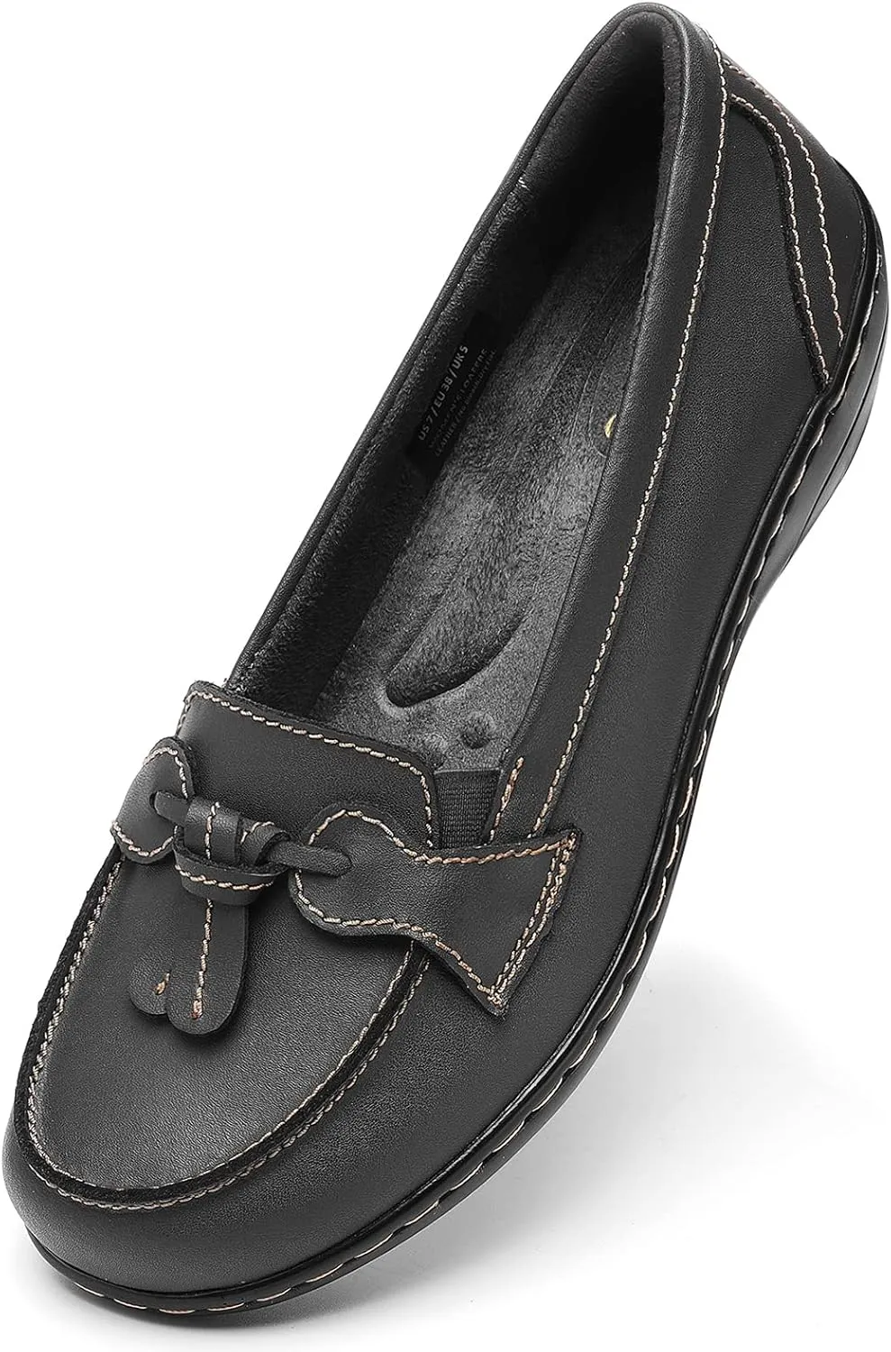 Artisure Women's Classic Comfort Leather Loafers Casual Slip-Ons Stylish Tassel Dress Shoes Cute Work Office Flats Everyday Walking Shoes