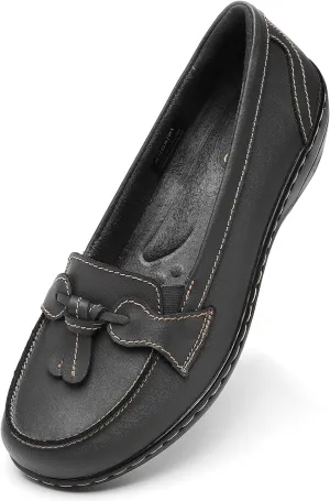 Artisure Women's Classic Comfort Leather Loafers Casual Slip-Ons Stylish Tassel Dress Shoes Cute Work Office Flats Everyday Walking Shoes