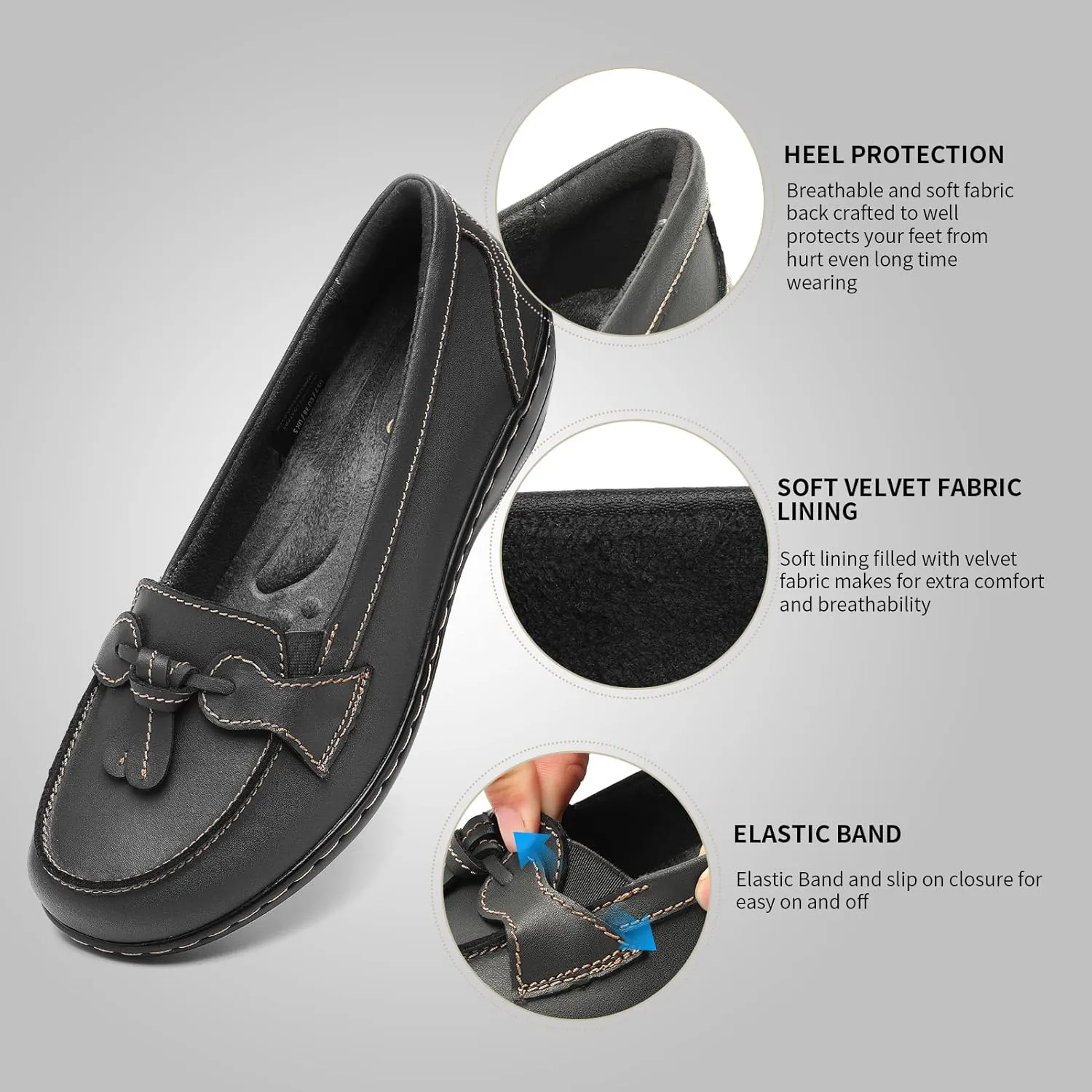 Artisure Women's Classic Comfort Leather Loafers Casual Slip-Ons Stylish Tassel Dress Shoes Cute Work Office Flats Everyday Walking Shoes