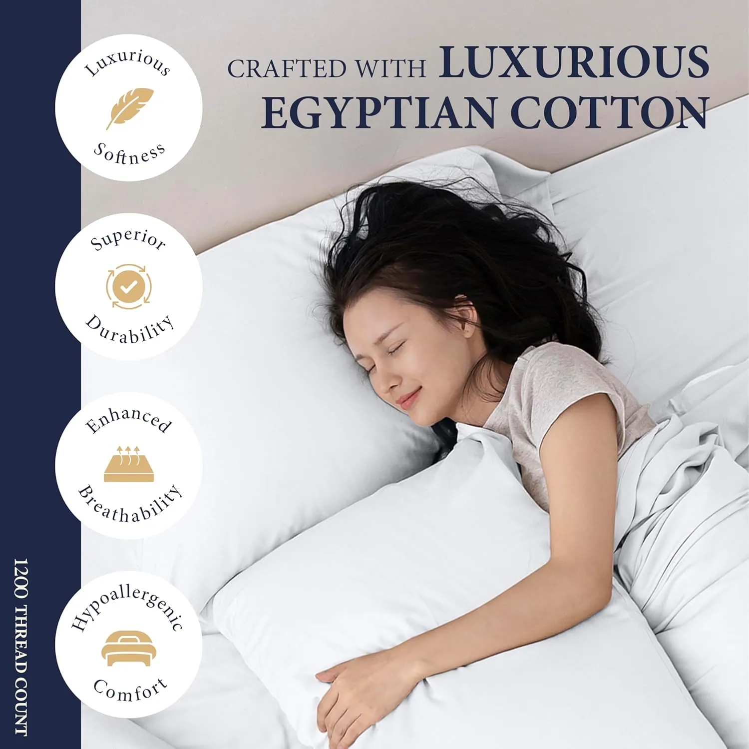 Ashton Sheets 100% Egyptian Cotton Sheets Queen Size - 1200 Thread Count 4 PC Queen Sheet Set Egyptian Cotton, Sateen Weave Luxury Sheets Queen Size, High Thread Count Sheets, 17" Deep Pocket - White